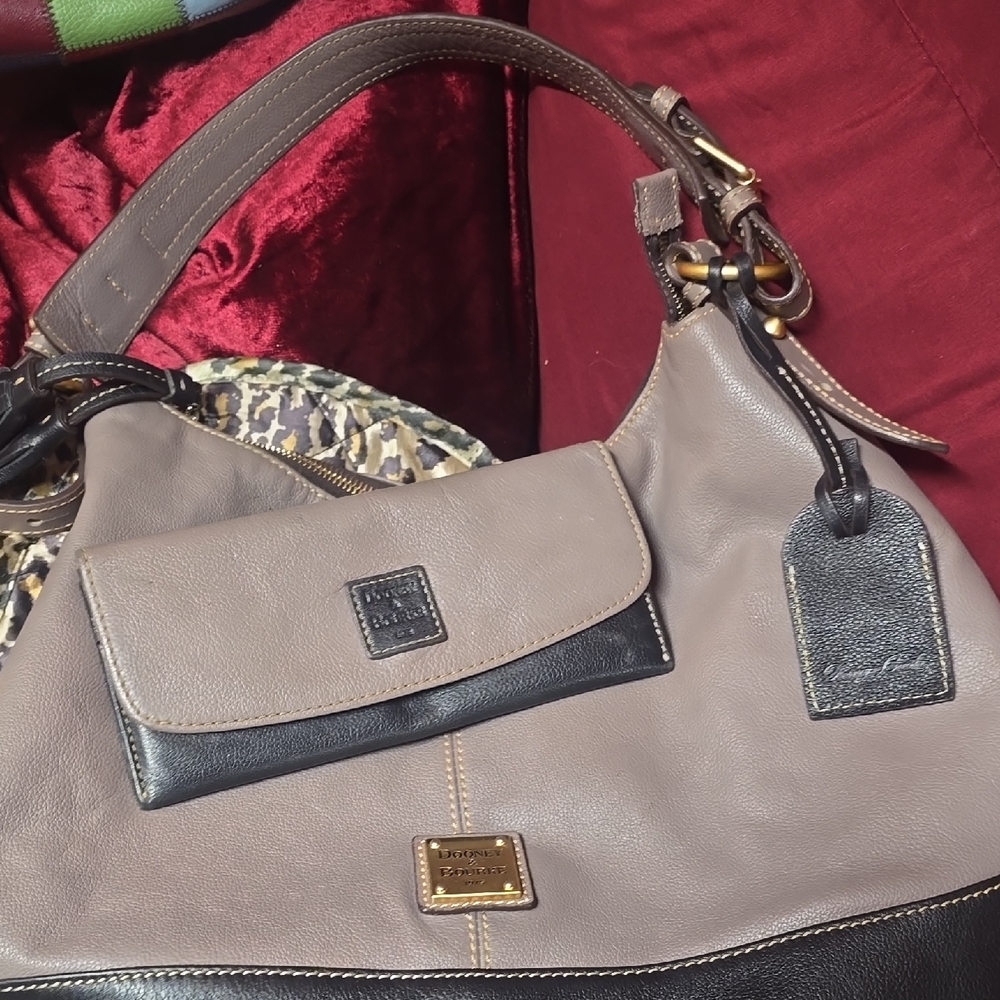 Dooney & Bourke Brown and Black Leather Shoulder Bag